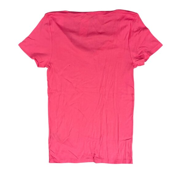 Polo Ralph Lauren Classic V-Neck T-Shirt – Pink with Pink Pony Logo - Picture 2 of 4